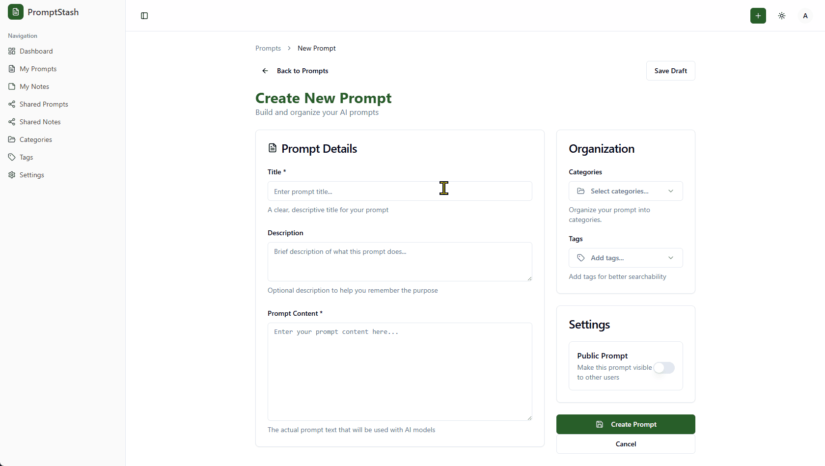 PromptStash screenshot